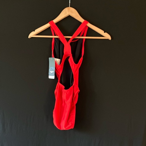 Women's Eco Solid Super Pro One Piece Swimsuit sz 30 team red NWT - Picture 8 of 9